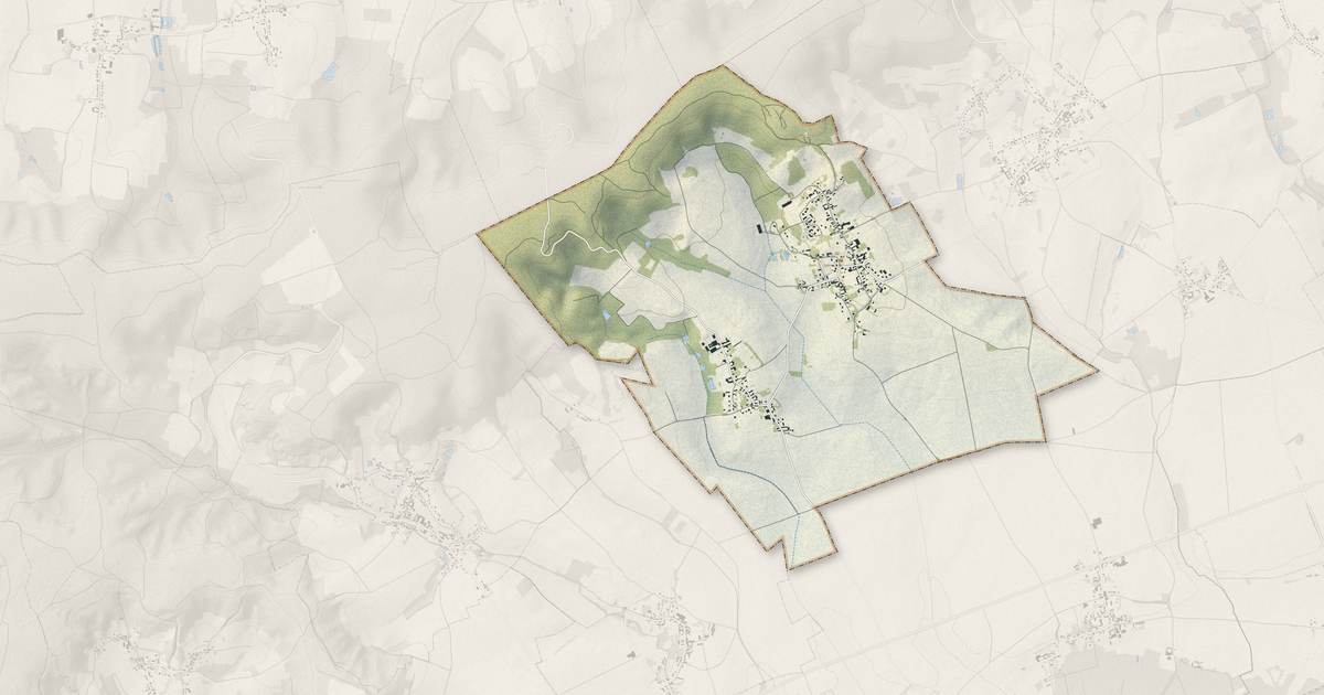 Portrait cartographique de Caillouël-Crépigny : relief, eau, forêts, bâti et voies, calculés à partir des données de l'IGN