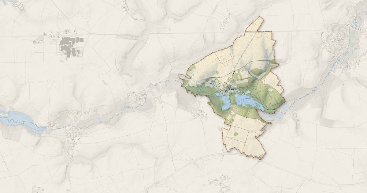 Portrait cartographique de Caulaincourt : relief, eau, forêts, bâti et voies, calculés à partir des données de l'IGN