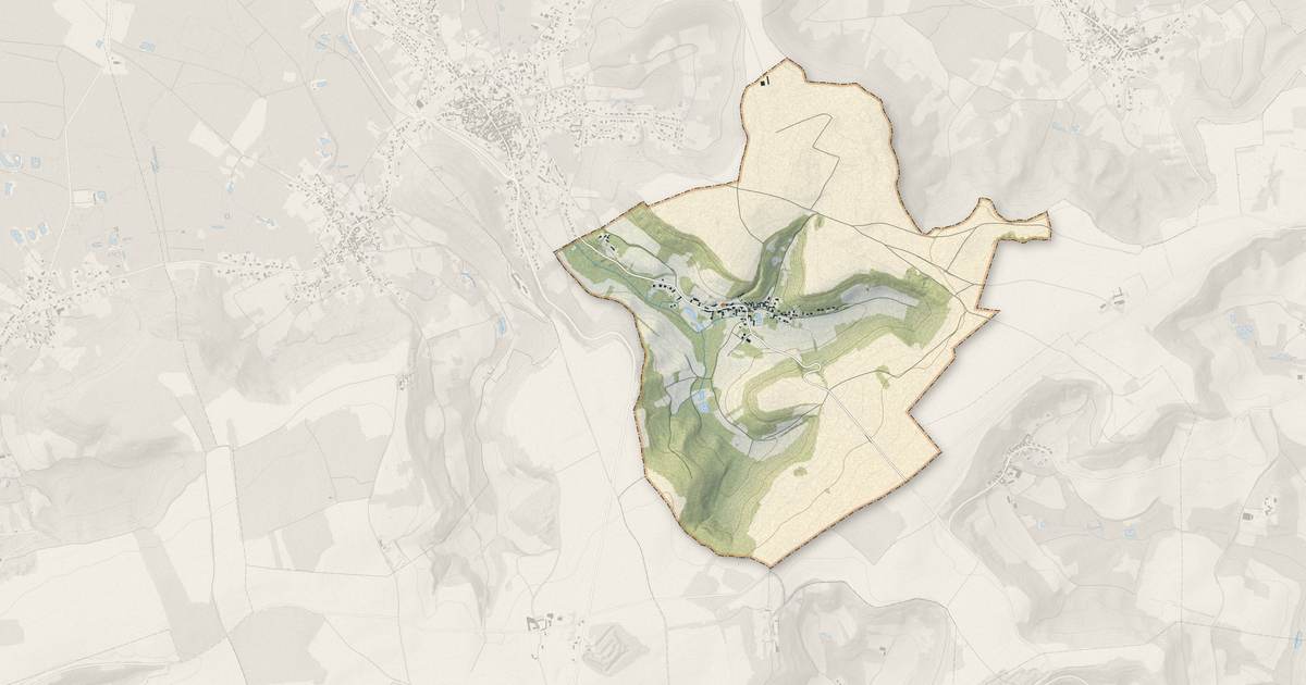 Portrait cartographique de Chérêt : relief, eau, forêts, bâti et voies, calculés à partir des données de l'IGN