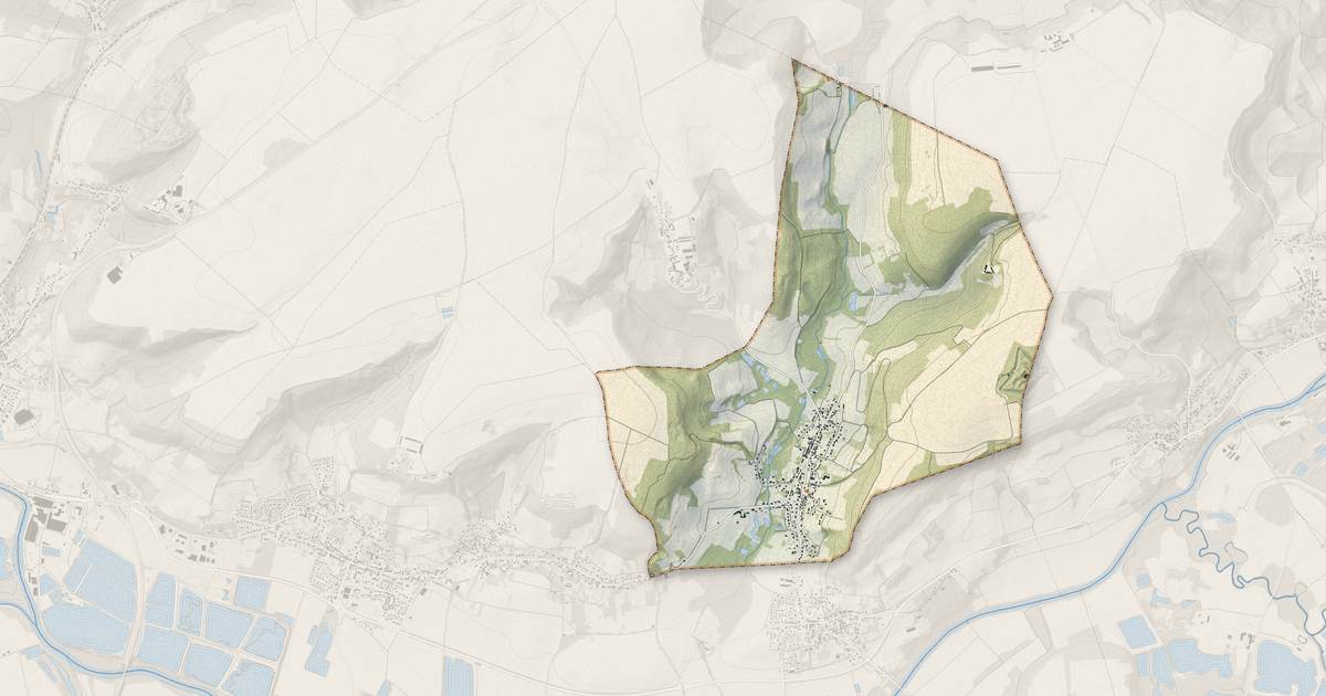 Portrait cartographique de Chivres-Val : relief, eau, forêts, bâti et voies, calculés à partir des données de l'IGN