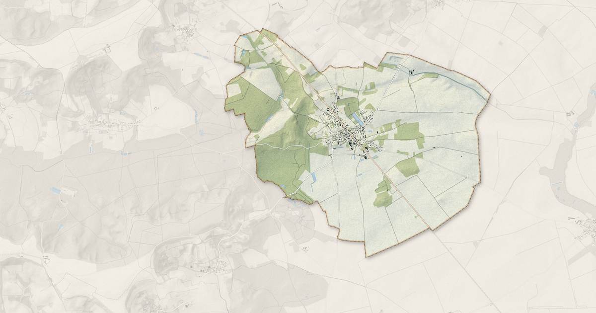 Portrait cartographique de Corbeny : relief, eau, forêts, bâti et voies, calculés à partir des données de l'IGN