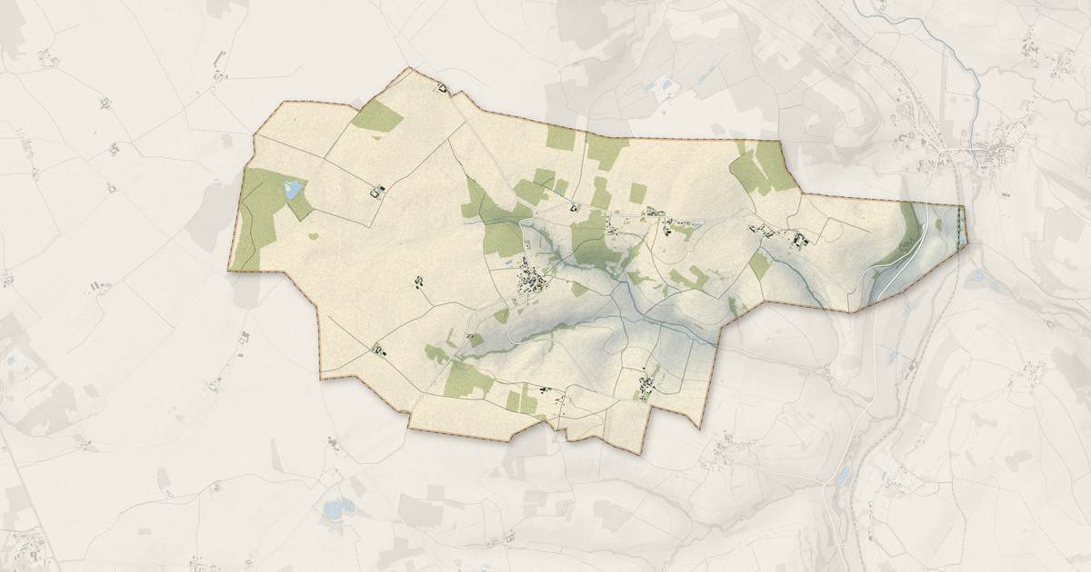 Portrait cartographique de Courboin : relief, eau, forêts, bâti et voies, calculés à partir des données de l'IGN