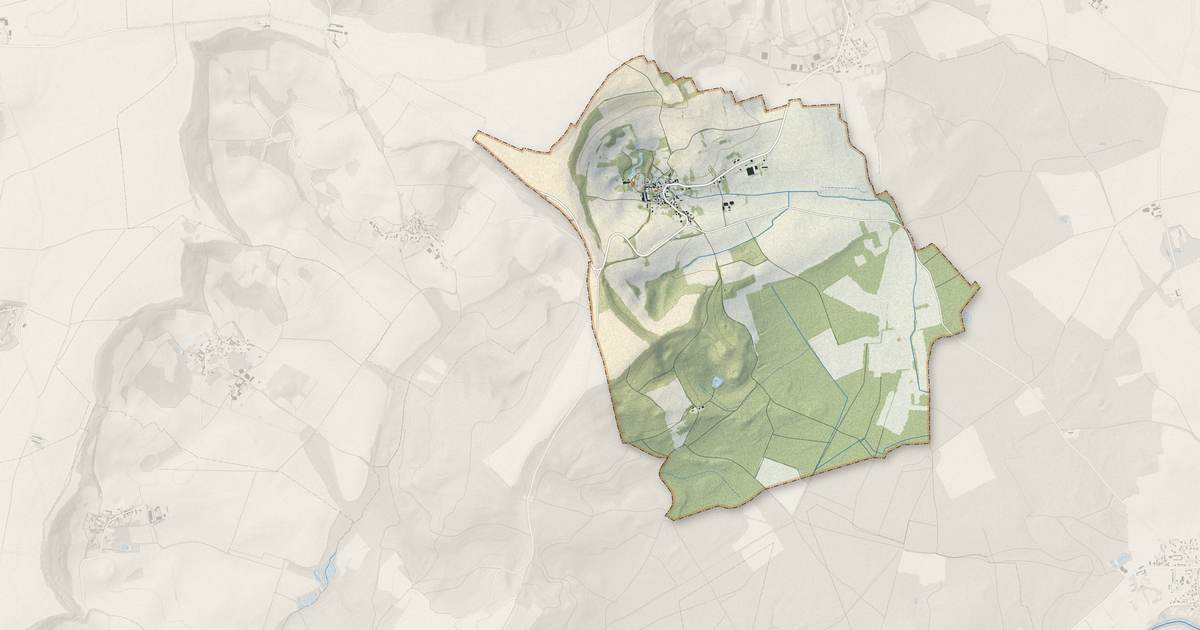 Portrait cartographique de Craonnelle : relief, eau, forêts, bâti et voies, calculés à partir des données de l'IGN