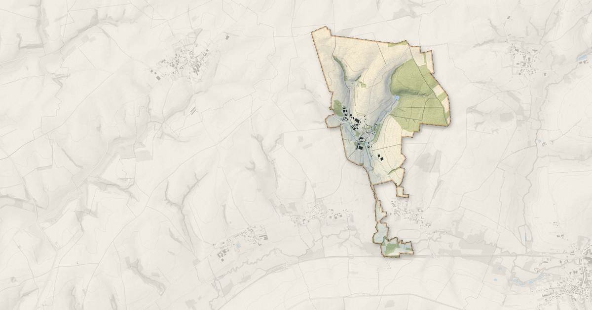 Portrait cartographique de Dolignon : relief, eau, forêts, bâti et voies, calculés à partir des données de l'IGN
