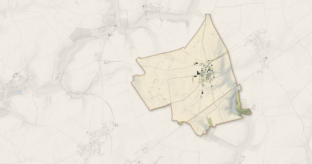 Portrait cartographique de Douchy : relief, eau, forêts, bâti et voies, calculés à partir des données de l'IGN