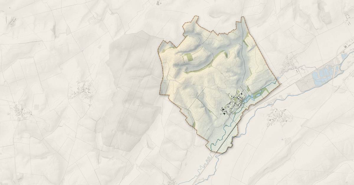 Portrait cartographique de Erlon : relief, eau, forêts, bâti et voies, calculés à partir des données de l'IGN