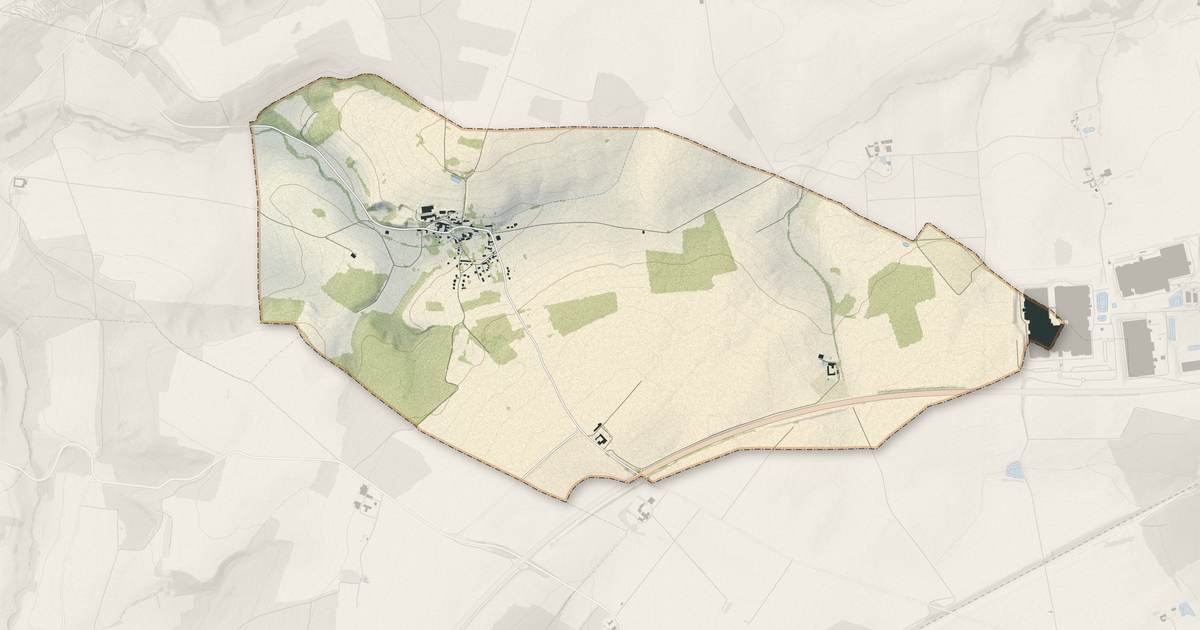 Portrait cartographique de Étrépilly : relief, eau, forêts, bâti et voies, calculés à partir des données de l'IGN