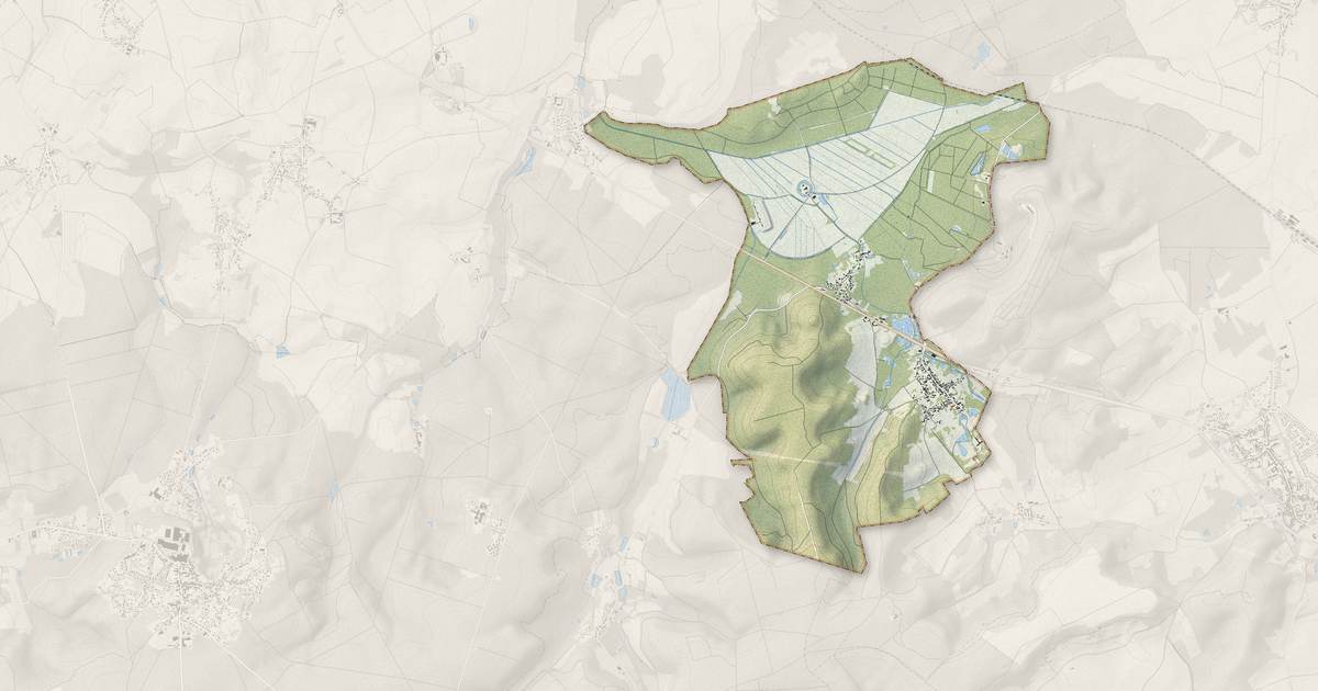 Portrait cartographique de Fourdrain : relief, eau, forêts, bâti et voies, calculés à partir des données de l'IGN