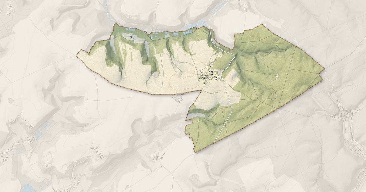 Portrait cartographique de Fresnes-sous-Coucy : relief, eau, forêts, bâti et voies, calculés à partir des données de l'IGN