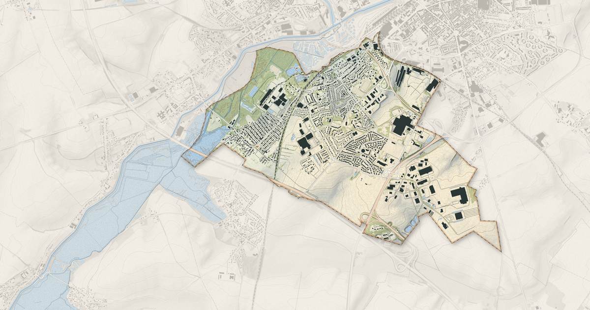Portrait cartographique de Gauchy : relief, eau, forêts, bâti et voies, calculés à partir des données de l'IGN