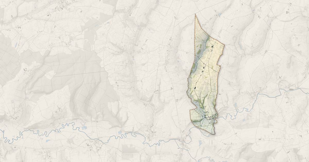 Portrait cartographique de Gergny : relief, eau, forêts, bâti et voies, calculés à partir des données de l'IGN