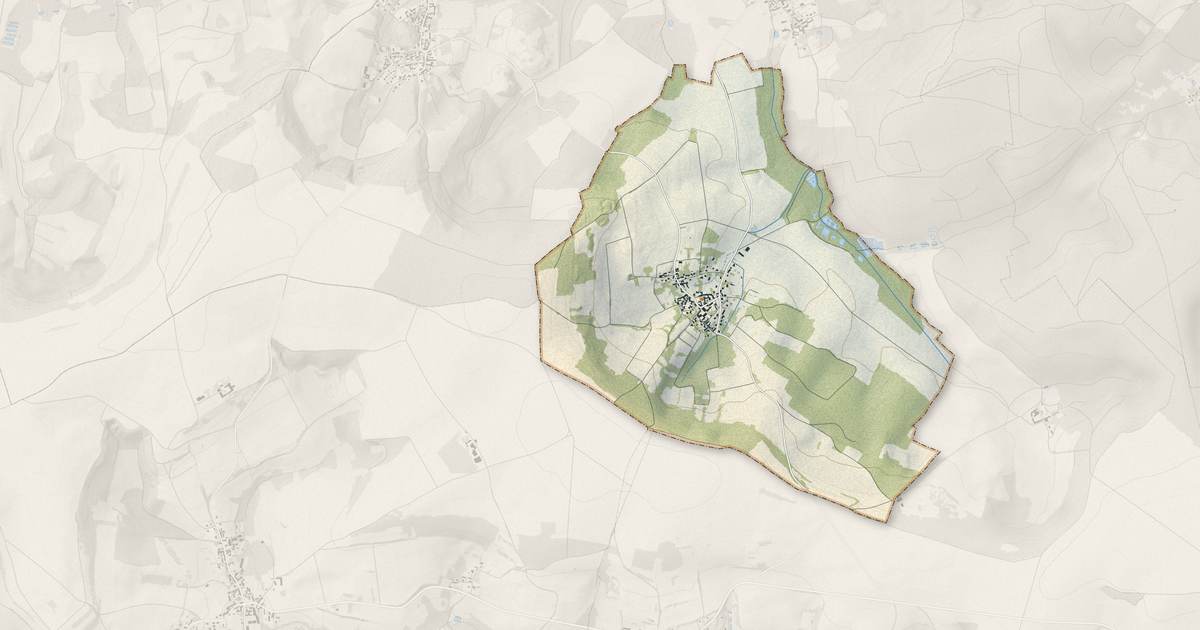 Portrait cartographique de Guyencourt : relief, eau, forêts, bâti et voies, calculés à partir des données de l'IGN