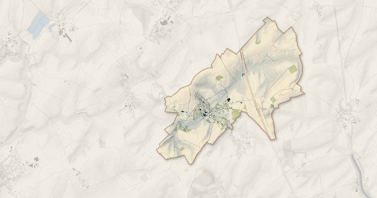 Portrait cartographique de Hargicourt : relief, eau, forêts, bâti et voies, calculés à partir des données de l'IGN