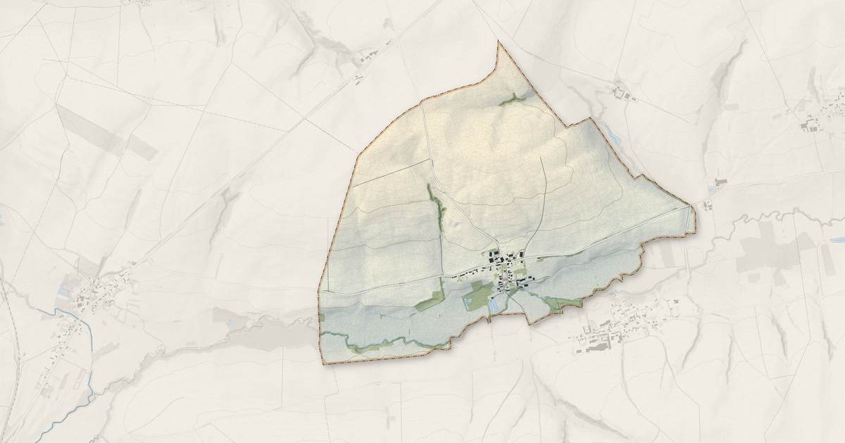 Portrait cartographique de Houry : relief, eau, forêts, bâti et voies, calculés à partir des données de l'IGN