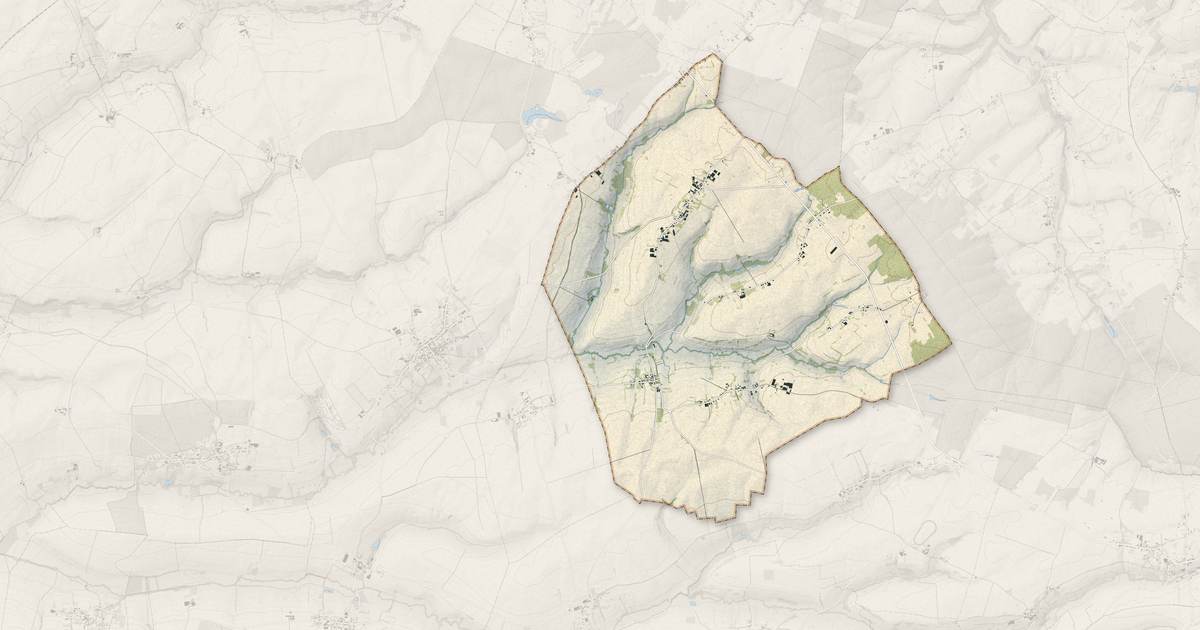 Portrait cartographique de Jeantes : relief, eau, forêts, bâti et voies, calculés à partir des données de l'IGN
