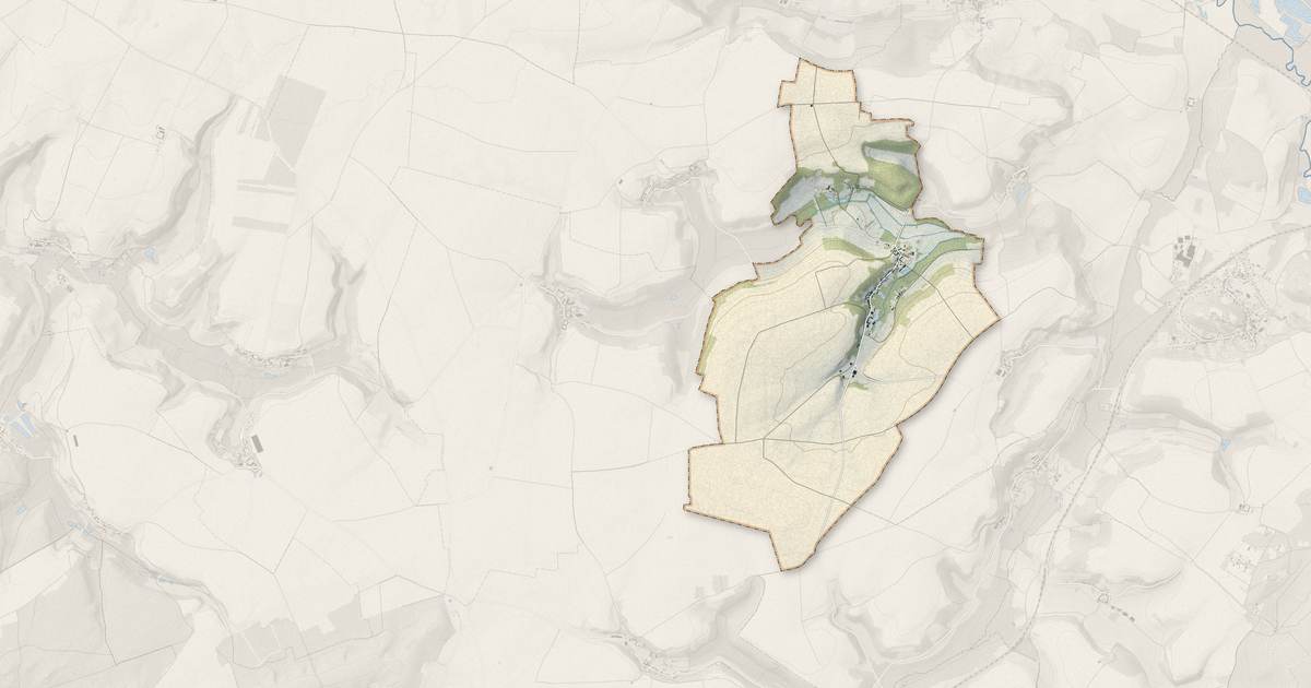Portrait cartographique de Jouaignes : relief, eau, forêts, bâti et voies, calculés à partir des données de l'IGN