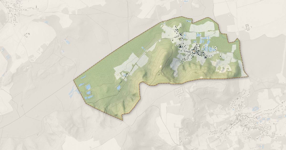 Portrait cartographique de Laniscourt : relief, eau, forêts, bâti et voies, calculés à partir des données de l'IGN