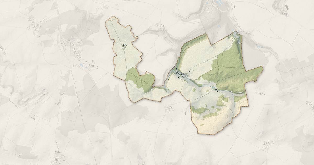 Portrait cartographique de Launoy : relief, eau, forêts, bâti et voies, calculés à partir des données de l'IGN