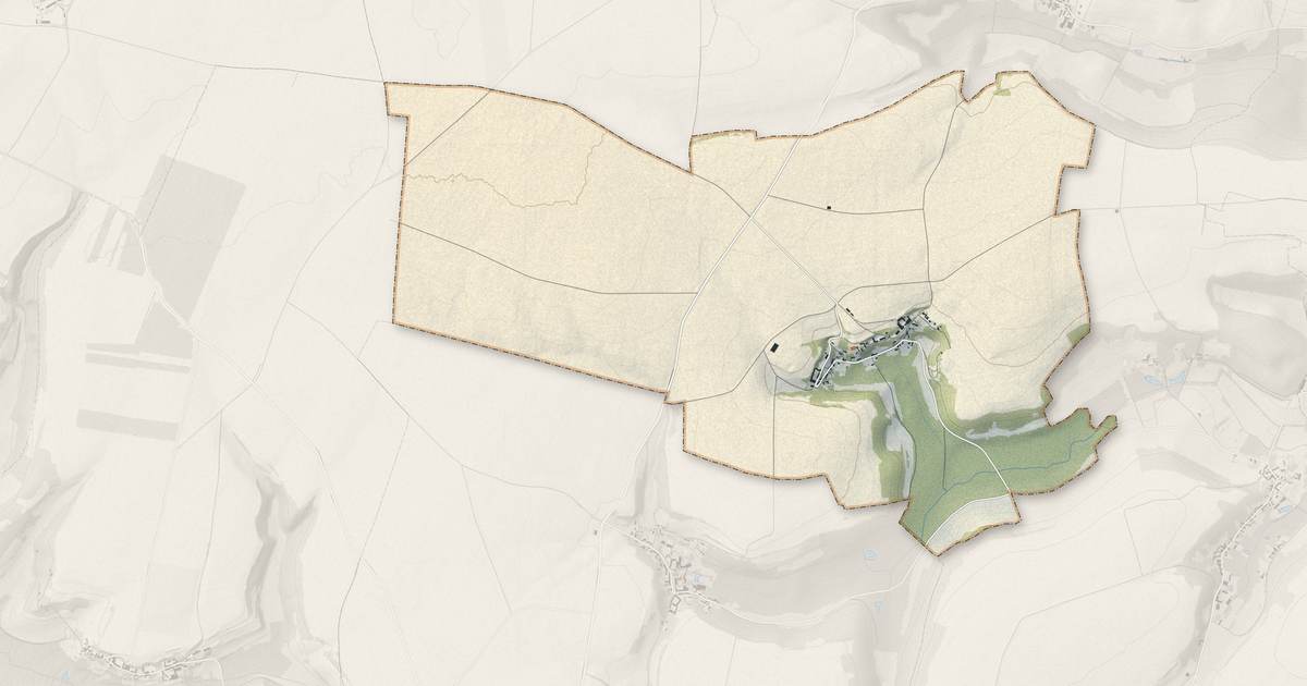 Portrait cartographique de Lesges : relief, eau, forêts, bâti et voies, calculés à partir des données de l'IGN