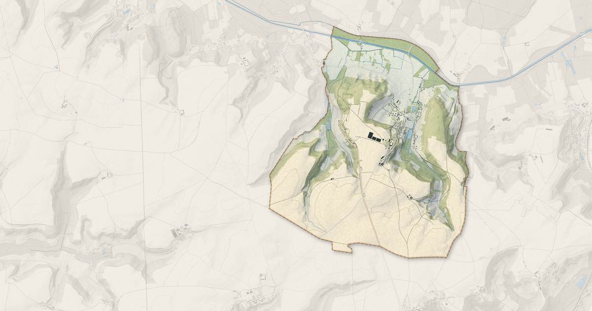 Portrait cartographique de Leuilly-sous-Coucy : relief, eau, forêts, bâti et voies, calculés à partir des données de l'IGN