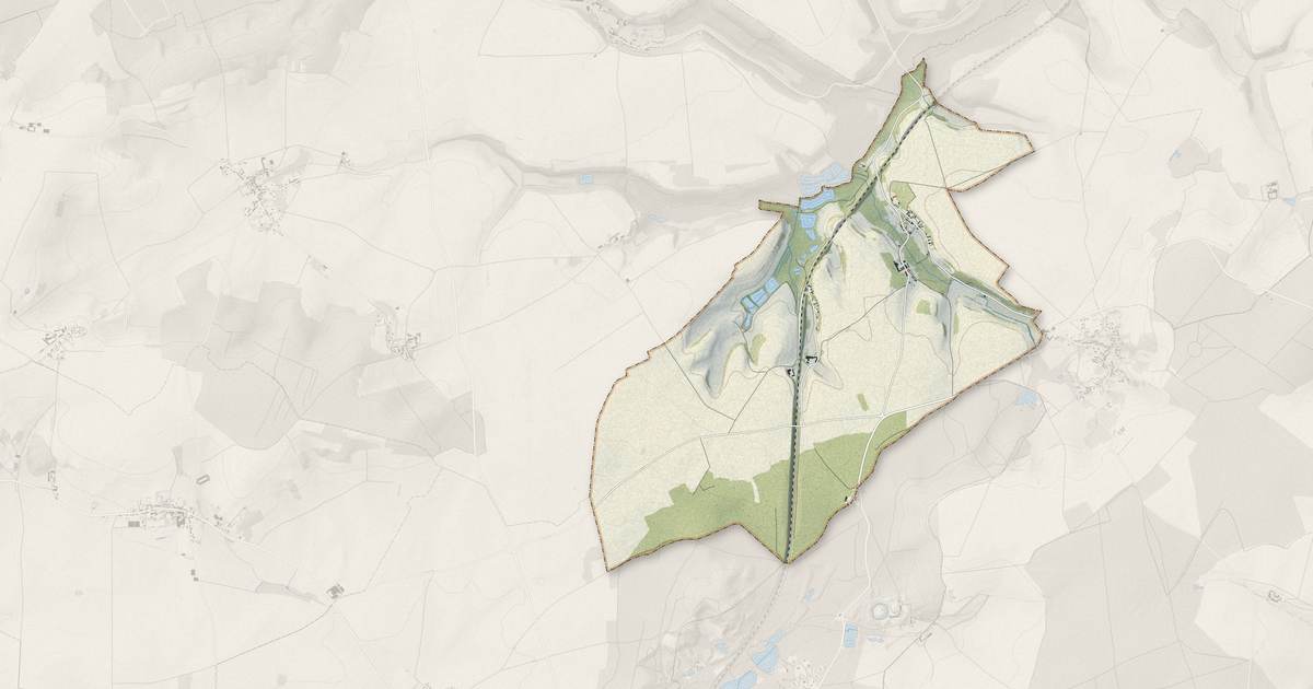 Portrait cartographique de Loupeigne : relief, eau, forêts, bâti et voies, calculés à partir des données de l'IGN