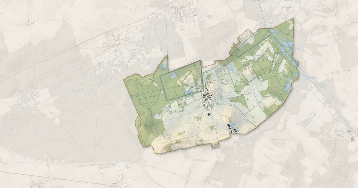 Portrait cartographique de Marchais : relief, eau, forêts, bâti et voies, calculés à partir des données de l'IGN