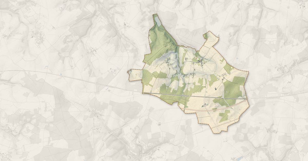 Portrait cartographique de Marigny-en-Orxois : relief, eau, forêts, bâti et voies, calculés à partir des données de l'IGN