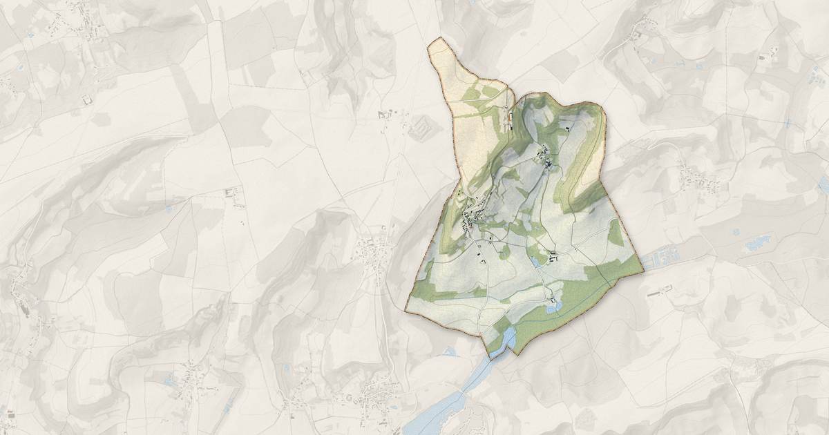 Portrait cartographique de Martigny-Courpierre : relief, eau, forêts, bâti et voies, calculés à partir des données de l'IGN