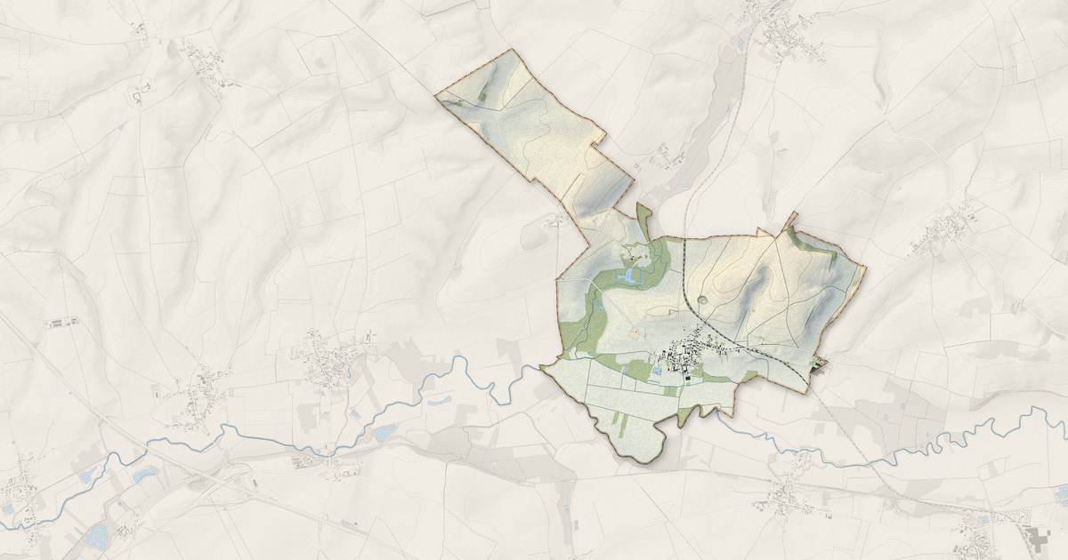 Portrait cartographique de Mesbrecourt-Richecourt : relief, eau, forêts, bâti et voies, calculés à partir des données de l'IGN