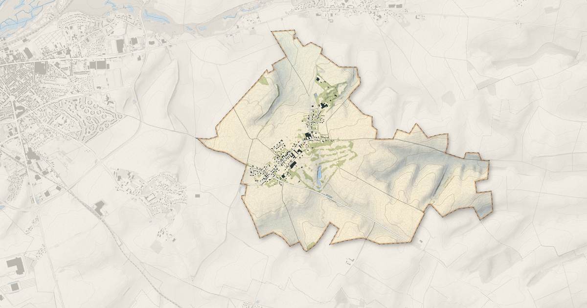 Portrait cartographique de Mesnil-Saint-Laurent : relief, eau, forêts, bâti et voies, calculés à partir des données de l'IGN