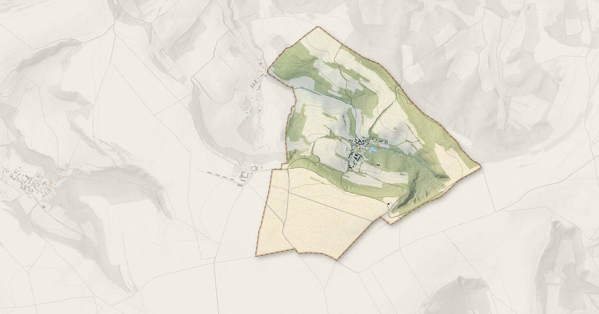 Portrait cartographique de Meurival : relief, eau, forêts, bâti et voies, calculés à partir des données de l'IGN