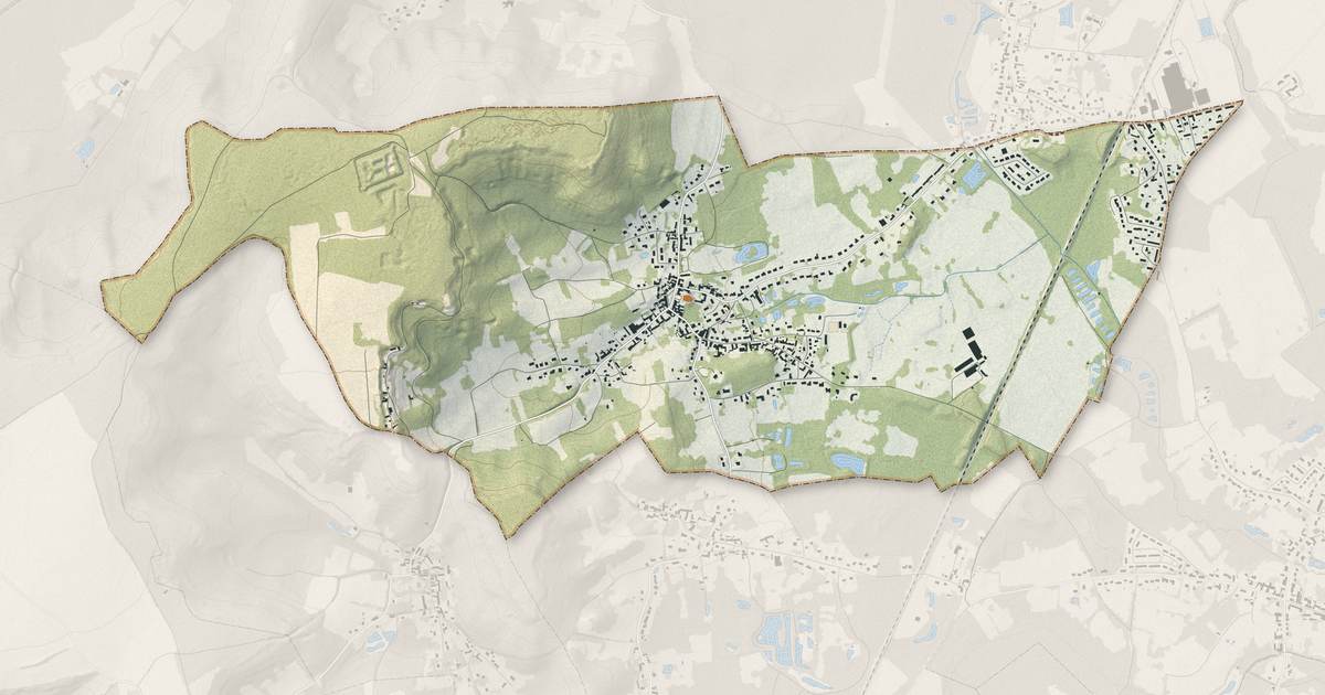 Portrait cartographique de Mons-en-Laonnois : relief, eau, forêts, bâti et voies, calculés à partir des données de l'IGN