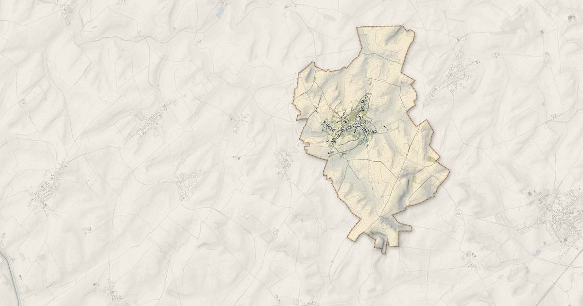 Portrait cartographique de Montbrehain : relief, eau, forêts, bâti et voies, calculés à partir des données de l'IGN