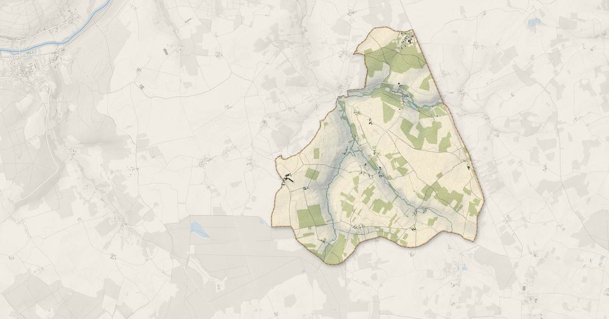 Portrait cartographique de Montfaucon : relief, eau, forêts, bâti et voies, calculés à partir des données de l'IGN