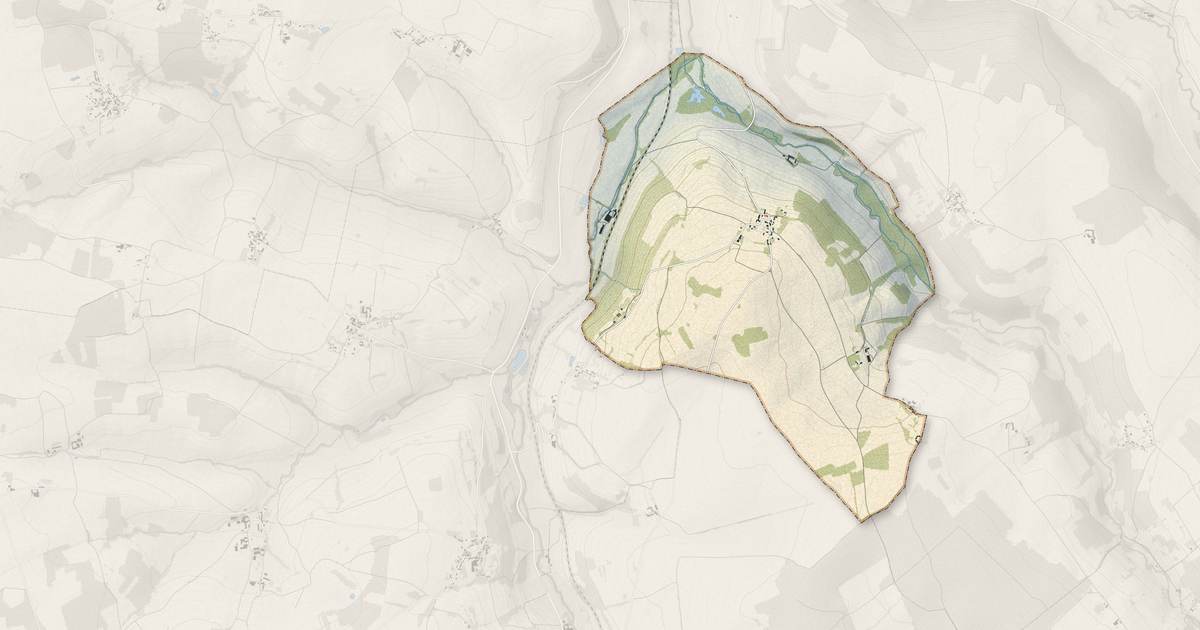 Portrait cartographique de Montigny-lès-Condé : relief, eau, forêts, bâti et voies, calculés à partir des données de l'IGN