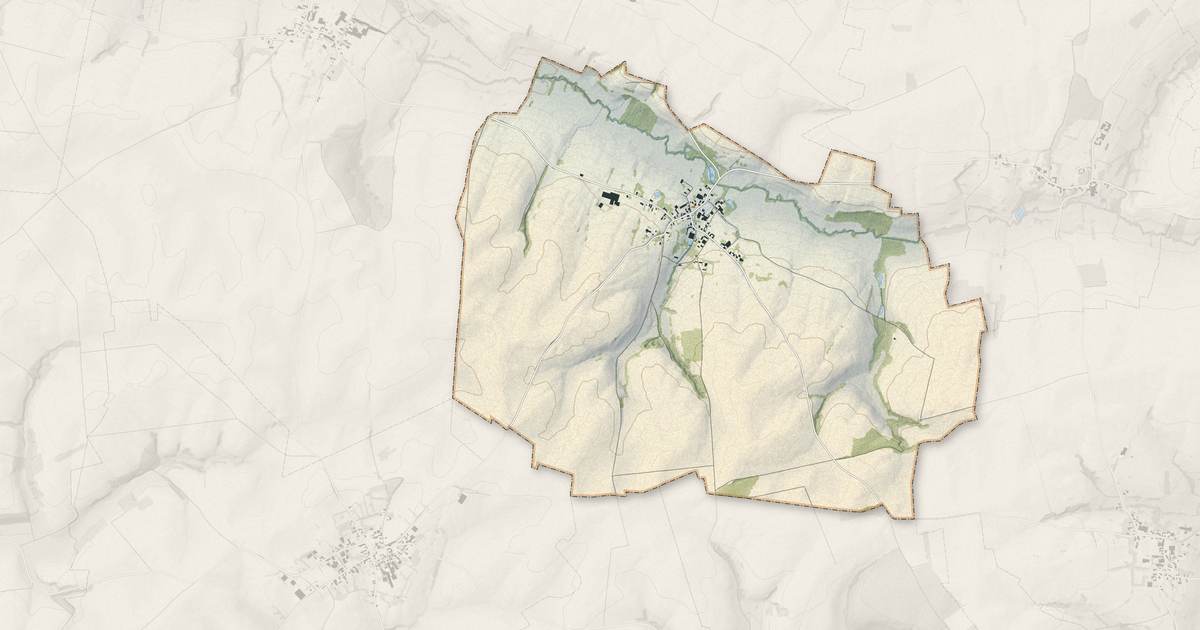 Portrait cartographique de Morgny-en-Thiérache : relief, eau, forêts, bâti et voies, calculés à partir des données de l'IGN