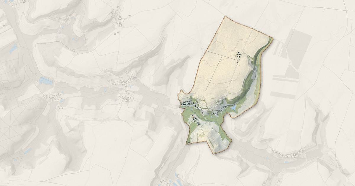 Portrait cartographique de Nampteuil-sous-Muret : relief, eau, forêts, bâti et voies, calculés à partir des données de l'IGN