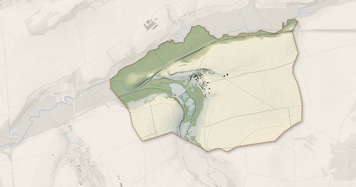 Portrait cartographique de Nanteuil-Notre-Dame : relief, eau, forêts, bâti et voies, calculés à partir des données de l'IGN