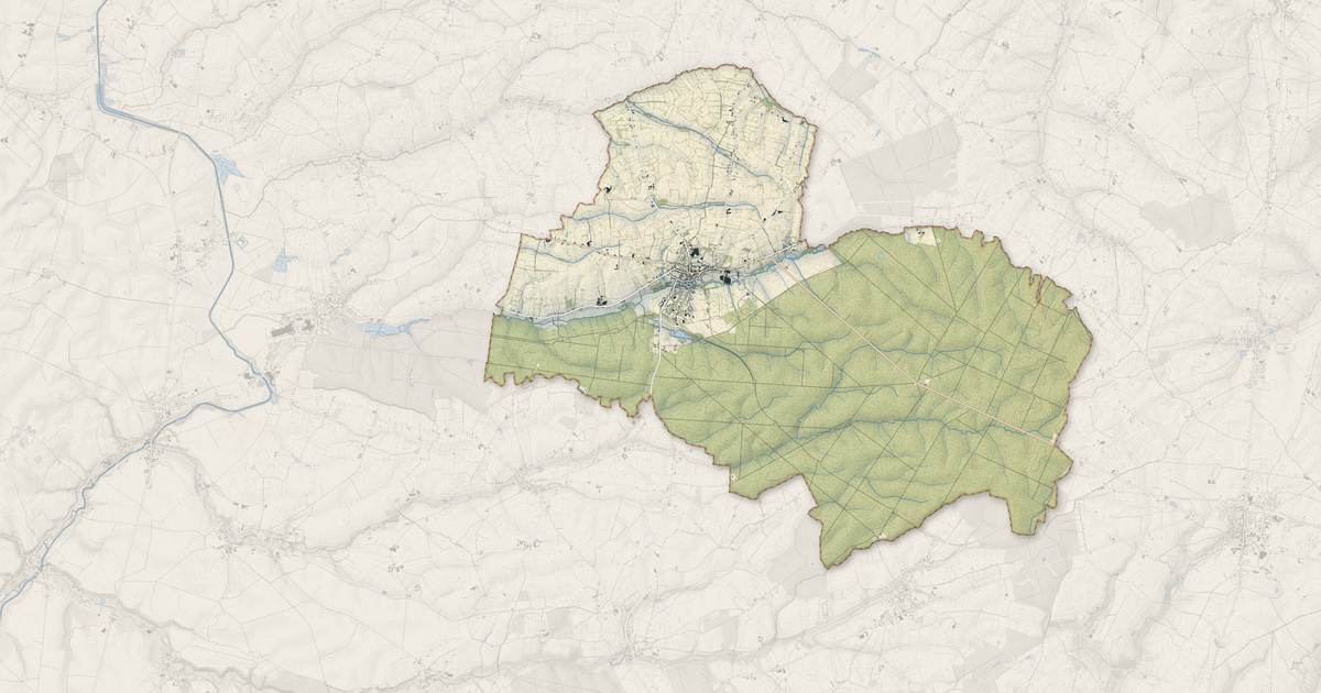 Portrait cartographique de Le Nouvion-en-Thiérache : relief, eau, forêts, bâti et voies, calculés à partir des données de l'IGN