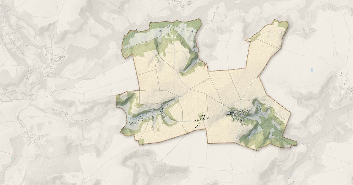 Portrait cartographique de Nouvron-Vingré : relief, eau, forêts, bâti et voies, calculés à partir des données de l'IGN