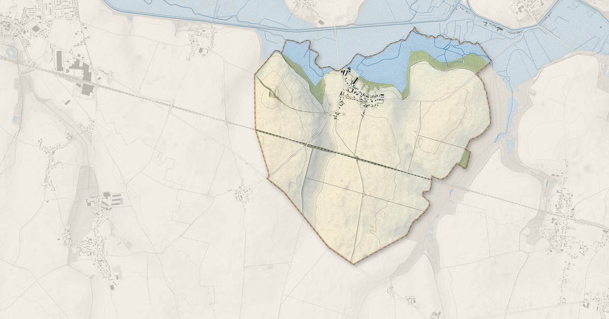 Portrait cartographique de Ollezy : relief, eau, forêts, bâti et voies, calculés à partir des données de l'IGN