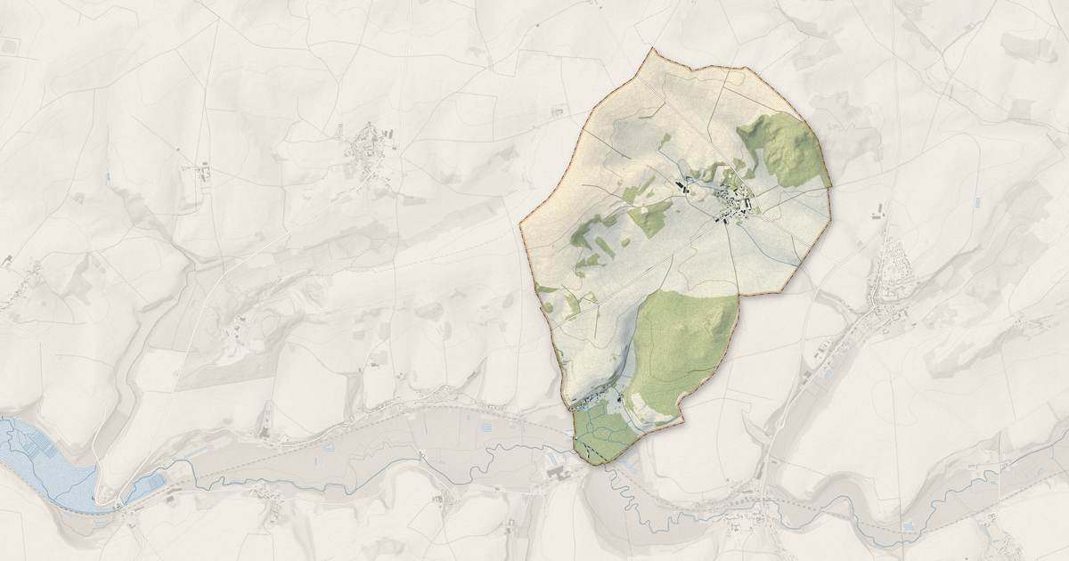 Portrait cartographique de Oulchy-la-Ville : relief, eau, forêts, bâti et voies, calculés à partir des données de l'IGN