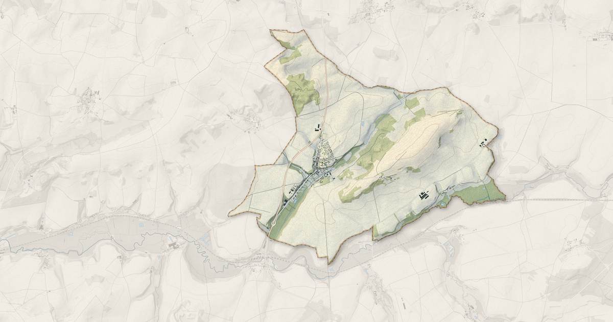 Portrait cartographique de Oulchy-le-Château : relief, eau, forêts, bâti et voies, calculés à partir des données de l'IGN