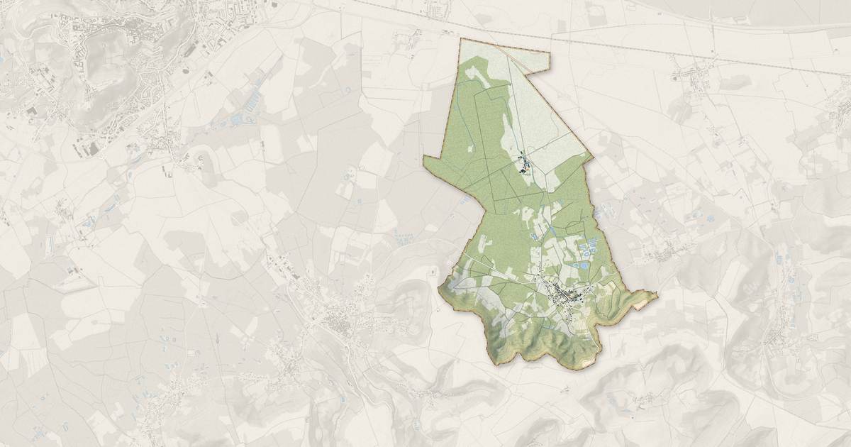 Portrait cartographique de Parfondru : relief, eau, forêts, bâti et voies, calculés à partir des données de l'IGN