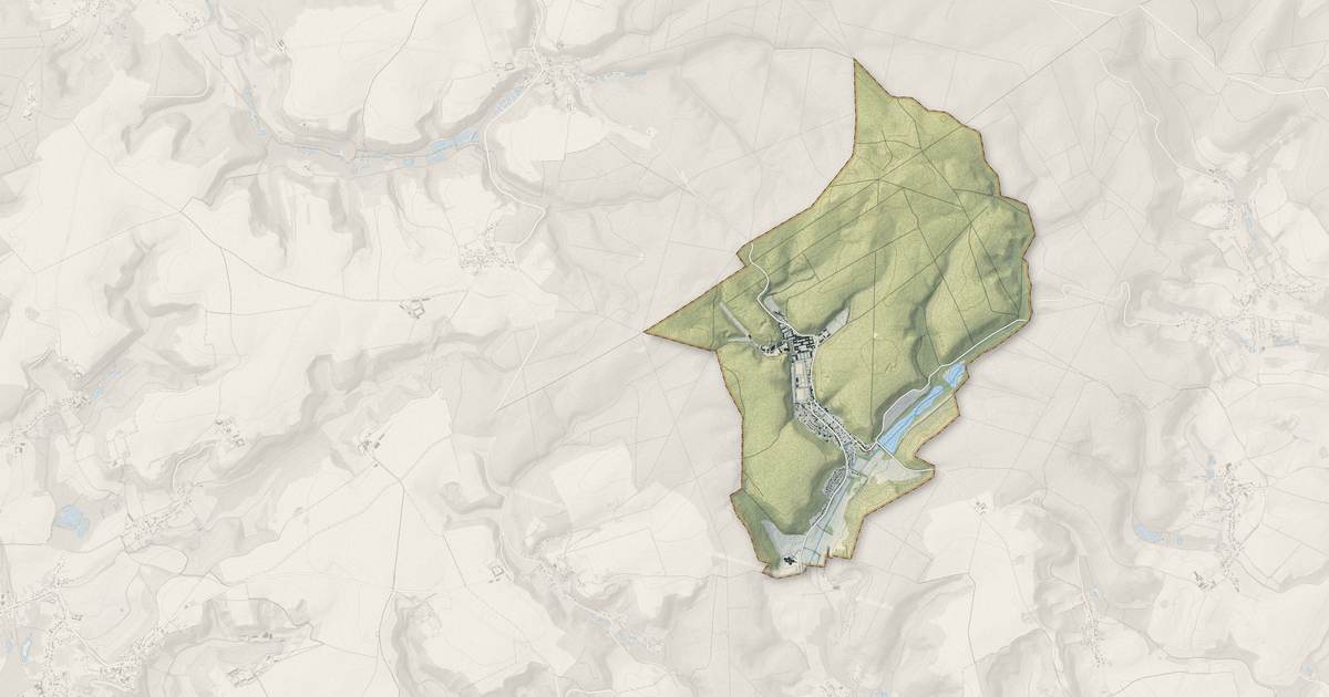 Portrait cartographique de Prémontré : relief, eau, forêts, bâti et voies, calculés à partir des données de l'IGN