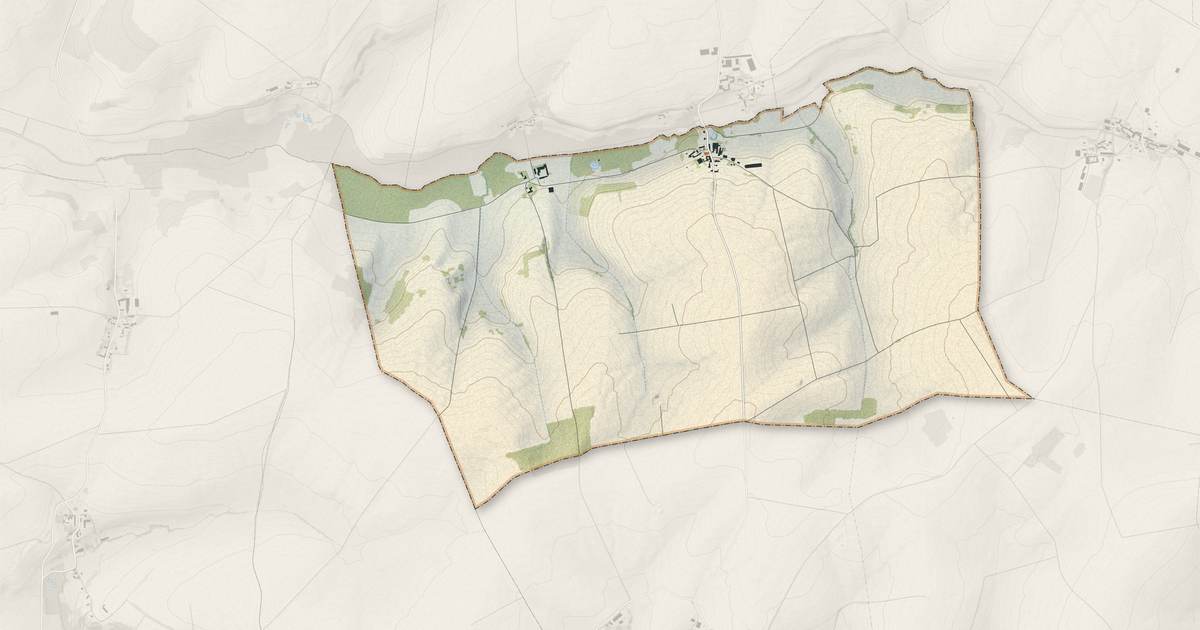Portrait cartographique de Priez : relief, eau, forêts, bâti et voies, calculés à partir des données de l'IGN