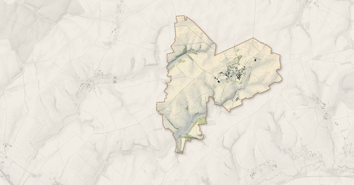 Portrait cartographique de Renneval : relief, eau, forêts, bâti et voies, calculés à partir des données de l'IGN