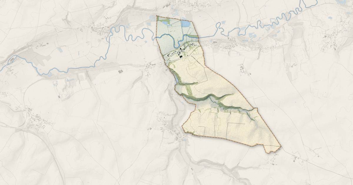 Portrait cartographique de Romery : relief, eau, forêts, bâti et voies, calculés à partir des données de l'IGN