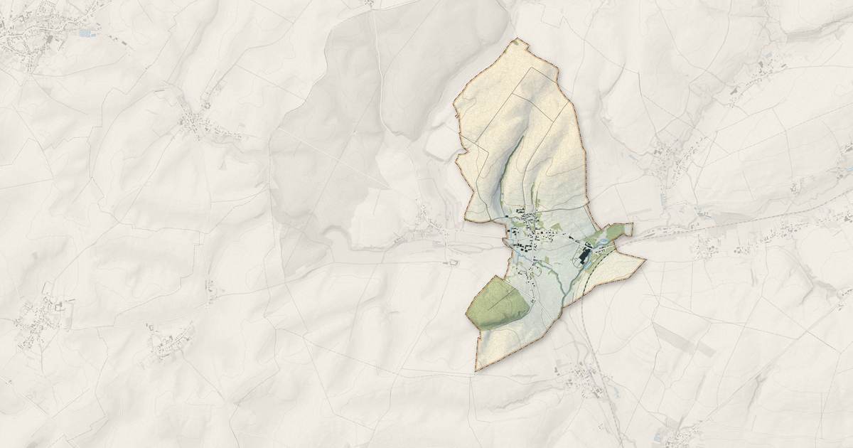 Portrait cartographique de Rougeries : relief, eau, forêts, bâti et voies, calculés à partir des données de l'IGN