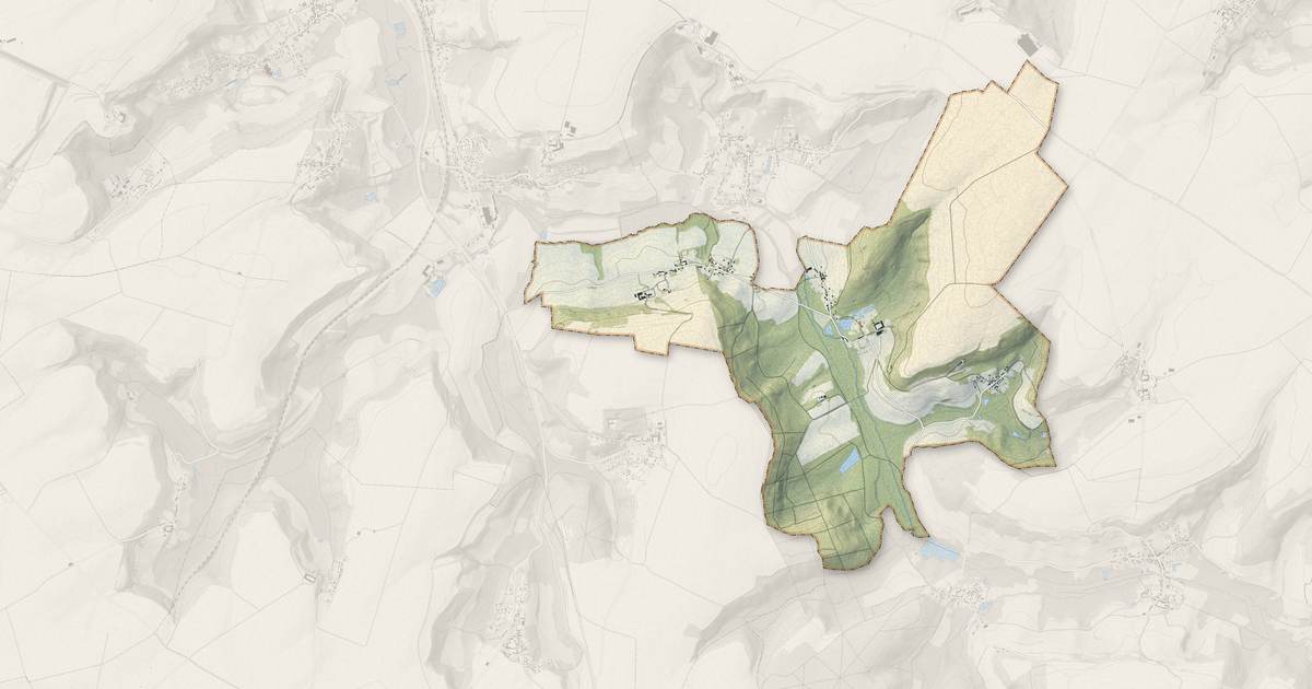 Portrait cartographique de Rozières-sur-Crise : relief, eau, forêts, bâti et voies, calculés à partir des données de l'IGN